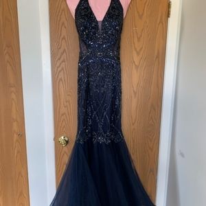 Gorgeous navy blue beaded gown